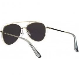 Aviator Womens Aviator Sunglasses Clear Outline Double Frame UV 400 - Gold (Blue Mirror) - CG18KDGSGGW $9.74