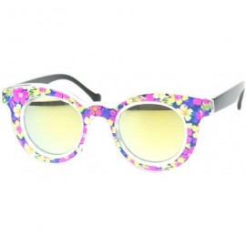 Cat Eye Pop Color Bahama Floral Palm Print Thick Horn Rim Cat Eye Sunglasses - Purple Black - CO11YPQX1GH $20.69