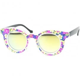 Cat Eye Pop Color Bahama Floral Palm Print Thick Horn Rim Cat Eye Sunglasses - Purple Black - CO11YPQX1GH $19.17