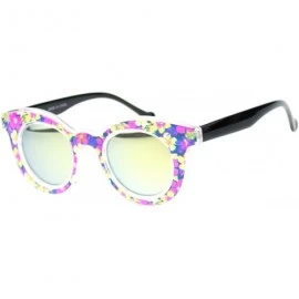 Cat Eye Pop Color Bahama Floral Palm Print Thick Horn Rim Cat Eye Sunglasses - Purple Black - CO11YPQX1GH $7.82