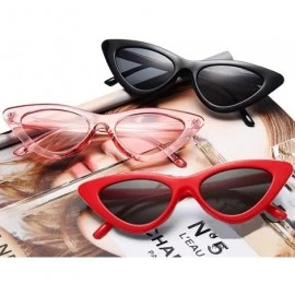 Round Cat Eye Sunglasses for Women VintageRetro Style Plastic Frame UV 400 Protection - Transparent Pink - CW18S49YKQK $10.35