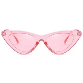 Round Cat Eye Sunglasses for Women VintageRetro Style Plastic Frame UV 400 Protection - Transparent Pink - CW18S49YKQK $10.35