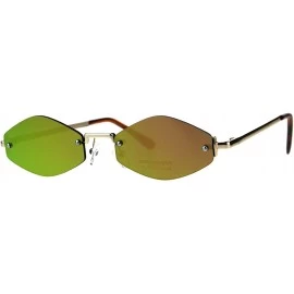 Rimless Rimless Skinny Diamond Shape Sunglasses Womens Fashion Mirror Lens - Gold (Peach Mirror) - CG18EDI5YTK $12.60