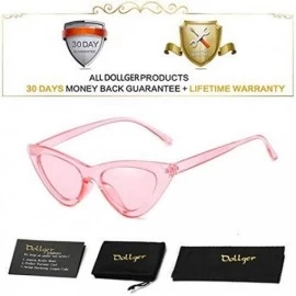 Round Cat Eye Sunglasses for Women VintageRetro Style Plastic Frame UV 400 Protection - Transparent Pink - CW18S49YKQK $10.35