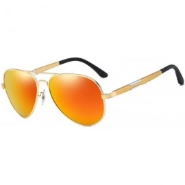 Oversized Classic Aviator Style Polarized Sunglasses for Men and Women 100% UV protection DC3026 - Gold Frame Orange Lens - C...