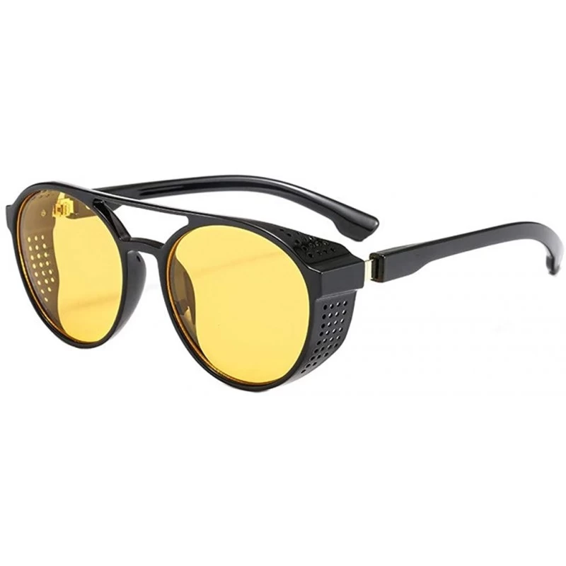 Oversized Women's Fashion Cat Eye Shade Sun Spectacles Integrated Stripe Vintage Sunglasses - Yellow - C818UK4CMS0 $13.63