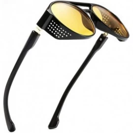 Oversized Women's Fashion Cat Eye Shade Sun Spectacles Integrated Stripe Vintage Sunglasses - Yellow - C818UK4CMS0 $21.64