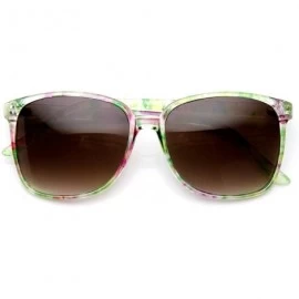 Wayfarer Floral Print High Temple Square Frame Womens Horn Rimmed Sunglasses - Green-floral - C811O5E0TKF $11.79