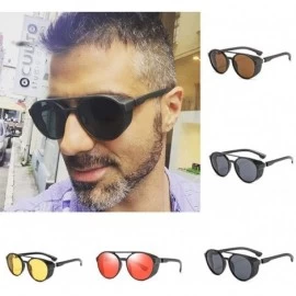 Oversized Women's Fashion Cat Eye Shade Sun Spectacles Integrated Stripe Vintage Sunglasses - Yellow - C818UK4CMS0 $21.64