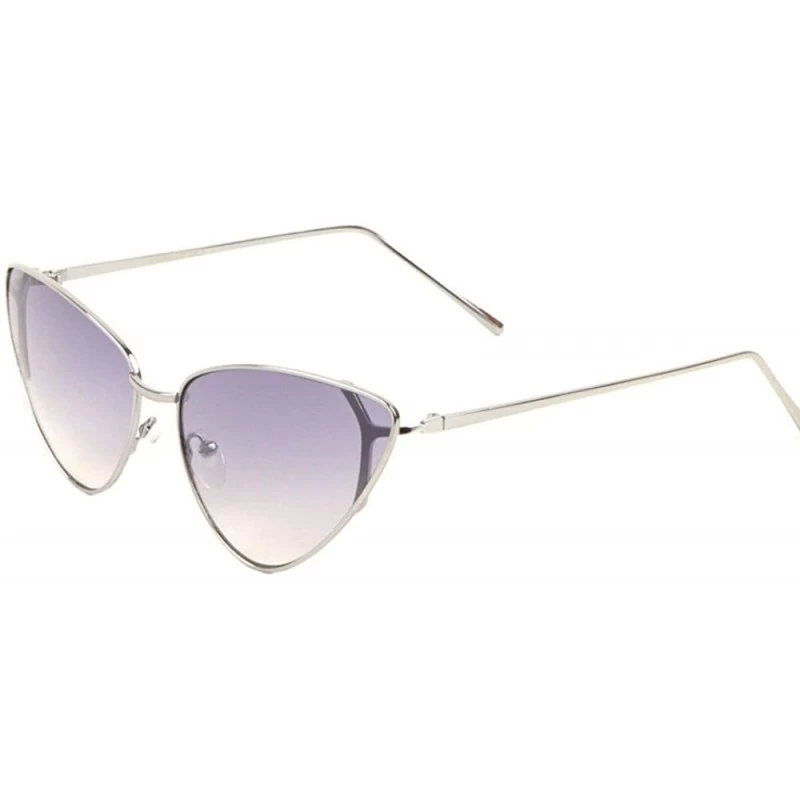 Cat Eye Retro Thin Frame Round Corners Cat Eye Sunglasses - Purple - CF197U6LG9S $16.18