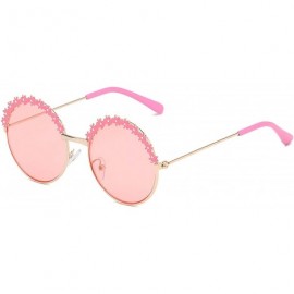 Goggle 2019 Festival Metal Frame Kids Sunglasses Flower Round Sun Glasses Girls Boys Baby Children Oculos - Blue - C6199C6T6E...