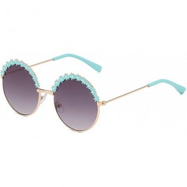 Goggle 2019 Festival Metal Frame Kids Sunglasses Flower Round Sun Glasses Girls Boys Baby Children Oculos - Blue - C6199C6T6E...