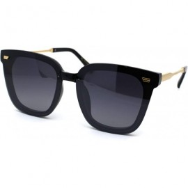 Rectangular Womens Panel Lens Boyfriend Horn Rim Chic Sunglasses - Black Gold Smoke - CS18WS3K7E7 $26.95