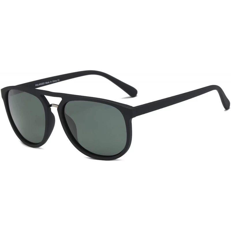 Aviator Retro Classic Circle Round Brow-Bar Aviator Style Polarized Fashion Sunglasses - Olive - CM18WTI8060 $20.44