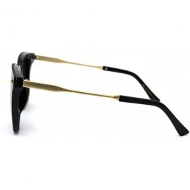 Rectangular Womens Panel Lens Boyfriend Horn Rim Chic Sunglasses - Black Gold Smoke - CS18WS3K7E7 $13.00