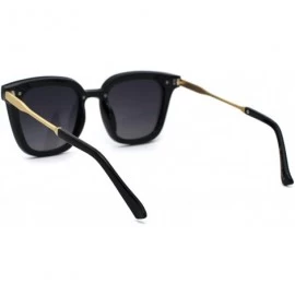 Rectangular Womens Panel Lens Boyfriend Horn Rim Chic Sunglasses - Black Gold Smoke - CS18WS3K7E7 $13.00