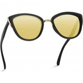 Wayfarer Womens Cat Eye Mirrored Reflective Lenses Oversized Cateyes Sunglasses - Black/Mirror Gold - CB120FOIVX5 $33.98
