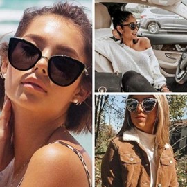 Wayfarer Womens Cat Eye Mirrored Reflective Lenses Oversized Cateyes Sunglasses - Black/Mirror Gold - CB120FOIVX5 $21.41