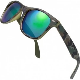 Rectangular Camo Print Mirror Lens Rubber Sunglasses Camouflage for Men Women - Exquisite Packaging - 03 Forest Camo - C7195I...