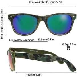 Rectangular Camo Print Mirror Lens Rubber Sunglasses Camouflage for Men Women - Exquisite Packaging - 03 Forest Camo - C7195I...