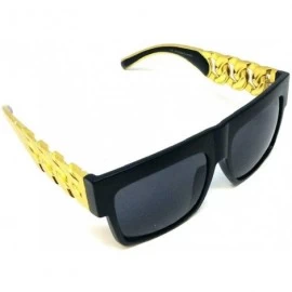 Oversized Retro Flat Top Oversized Square Chain Arm Sunglasses - Matte Black & Gold Frame - CM18ZDWLDCQ $9.75