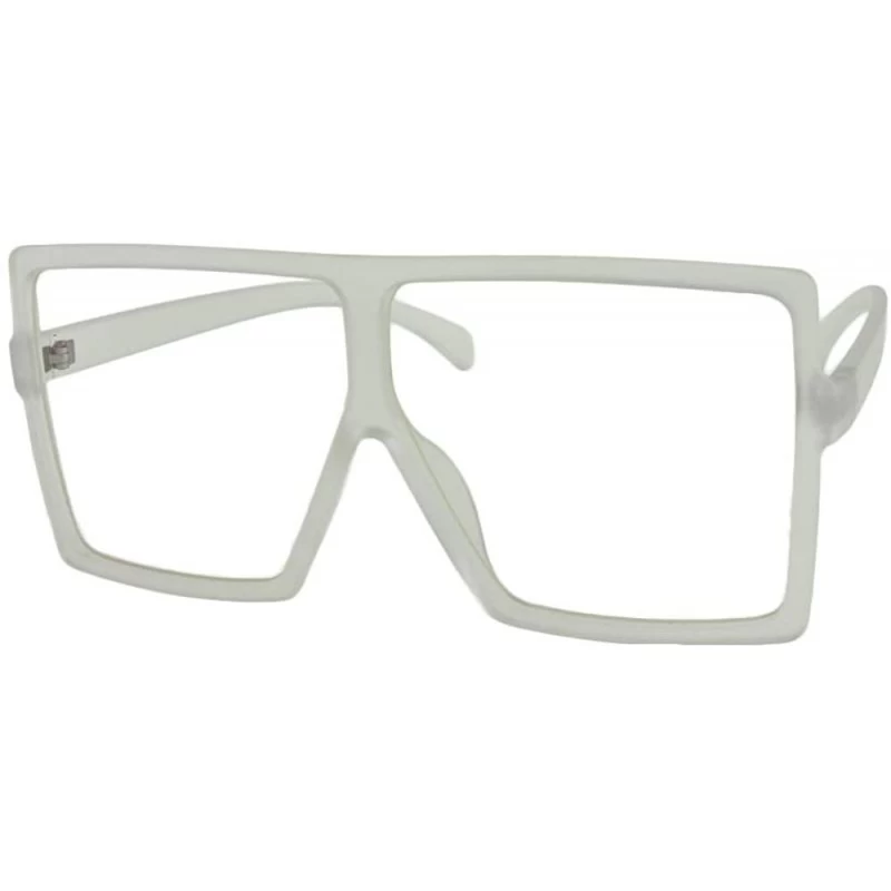 Square Large Square Frame Fashion Sunglasses with Microfiber Pouch - Clear / Clear - C918IIK8I3I $13.17