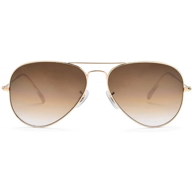 Aviator aviator sunglasses for men women crystal glass lens mirrored glasses 100% UV400 protection - Gradient Brown - CA18SND...