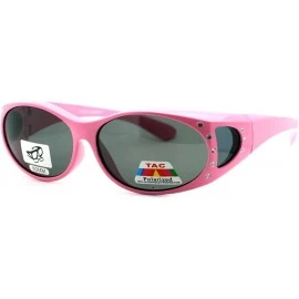 Oval Polarized Lens Fit Over Glasses Sunglasses Womens Oval Frame Rhinestones - Pink - CF12HFY87WN $10.48