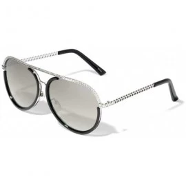 Aviator Elegant Luxury Metal Chain Retro Classic Aviator Sunglasses - Black & Silver Frame - CA192K3828T $13.28