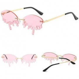 Rimless 2020 Rimless Sunglasses Women fashion Unique Tears Shape Steampunk Sunglasses with Glasses Case - Pink - CB1903CRUL9 ...