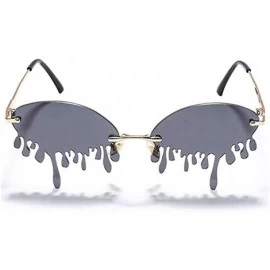 Rimless 2020 Rimless Sunglasses Women fashion Unique Tears Shape Steampunk Sunglasses with Glasses Case - Pink - CB1903CRUL9 ...