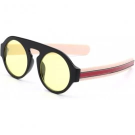 Goggle Women Retro Vintage Bold Circle Round UV Protection Fashion Sunglasses - Yellow - CD18WU97HT5 $19.08