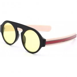 Goggle Women Retro Vintage Bold Circle Round UV Protection Fashion Sunglasses - Yellow - CD18WU97HT5 $38.65