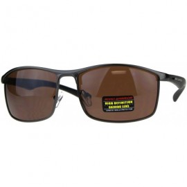 Rectangular Road Warrior High Definition Driving Lens Metal Sport Warp Sunglasses - Gunmetal Matte Black - CX18C4RD2W9 $25.66