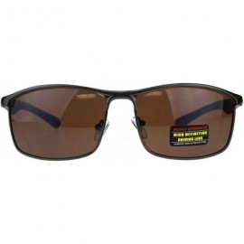 Rectangular Road Warrior High Definition Driving Lens Metal Sport Warp Sunglasses - Gunmetal Matte Black - CX18C4RD2W9 $11.22