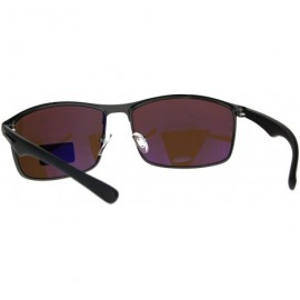 Rectangular Road Warrior High Definition Driving Lens Metal Sport Warp Sunglasses - Gunmetal Matte Black - CX18C4RD2W9 $11.22