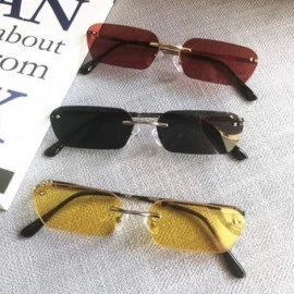 Oversized RimlSunglasses Women Luxury Cat Eye Sun Glasses Men Vintage Retro Square Small Sunglass Black Yellow - Blue - CG197...