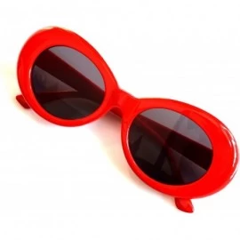 Cat Eye Bold Retro Oval Mod Thick Frame Sunglasses Round Lens Clout Oval Goggles - Red - CN187IQ85YK $9.98