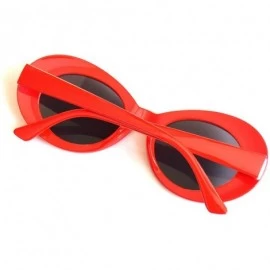 Cat Eye Bold Retro Oval Mod Thick Frame Sunglasses Round Lens Clout Oval Goggles - Red - CN187IQ85YK $9.98
