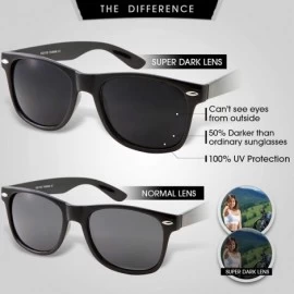 Square Super Dark Black Lens Men's Sunglasses Retro Classic 80's Stylish Trendy Shades - Black - CL18OX2CT27 $13.23