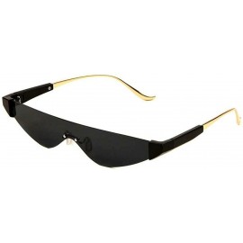 Shield Slim Rimless Mono One Piece Shield Futuristic Skinny Sunglasses - Black & Gold Frame - CK18U3673ZY $23.15