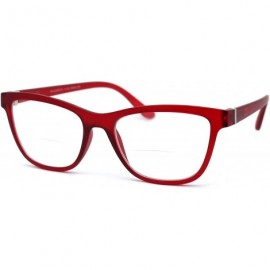 Rectangular Womens Horn Rim Rectangular Bi-focal Reading Glasses - Red - CJ193XNN4A6 $27.56