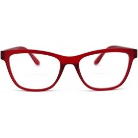 Rectangular Womens Horn Rim Rectangular Bi-focal Reading Glasses - Red - CJ193XNN4A6 $12.82