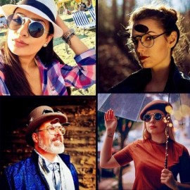 Round Vintage Round Flip Up Sunglasses for Men Women John Lennon Style Circle Sunglasses - CO192QNNKCX $9.17
