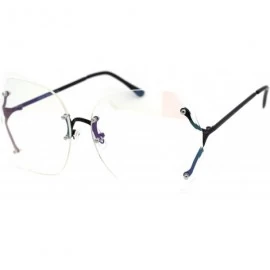 Butterfly Womens Designer Rimless Butterfly Large Clear Lens Eye Glasses - Black - CK185KMH756 $11.78