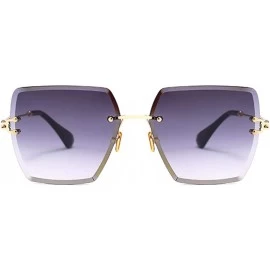 Rectangular Fashion Men women Oversized Frameless Candy color Sunglasses UV400 - Gray - CL18N9GX4LW $12.85