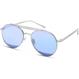 Cat Eye Round Fashion Sunglasses for Women Men Aviator Metal Mirror Sunglasses - C5 - CA18R2OGG3X $21.70