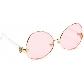 Butterfly Square Women's Metal Sunglasses Butterfly Style Pearl Nose Pieces Colored Lens - Pink - CD18G3N7EWN $23.20