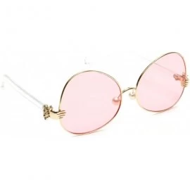 Butterfly Square Women's Metal Sunglasses Butterfly Style Pearl Nose Pieces Colored Lens - Pink - CD18G3N7EWN $8.99