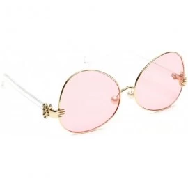 Butterfly Square Women's Metal Sunglasses Butterfly Style Pearl Nose Pieces Colored Lens - Pink - CD18G3N7EWN $21.17